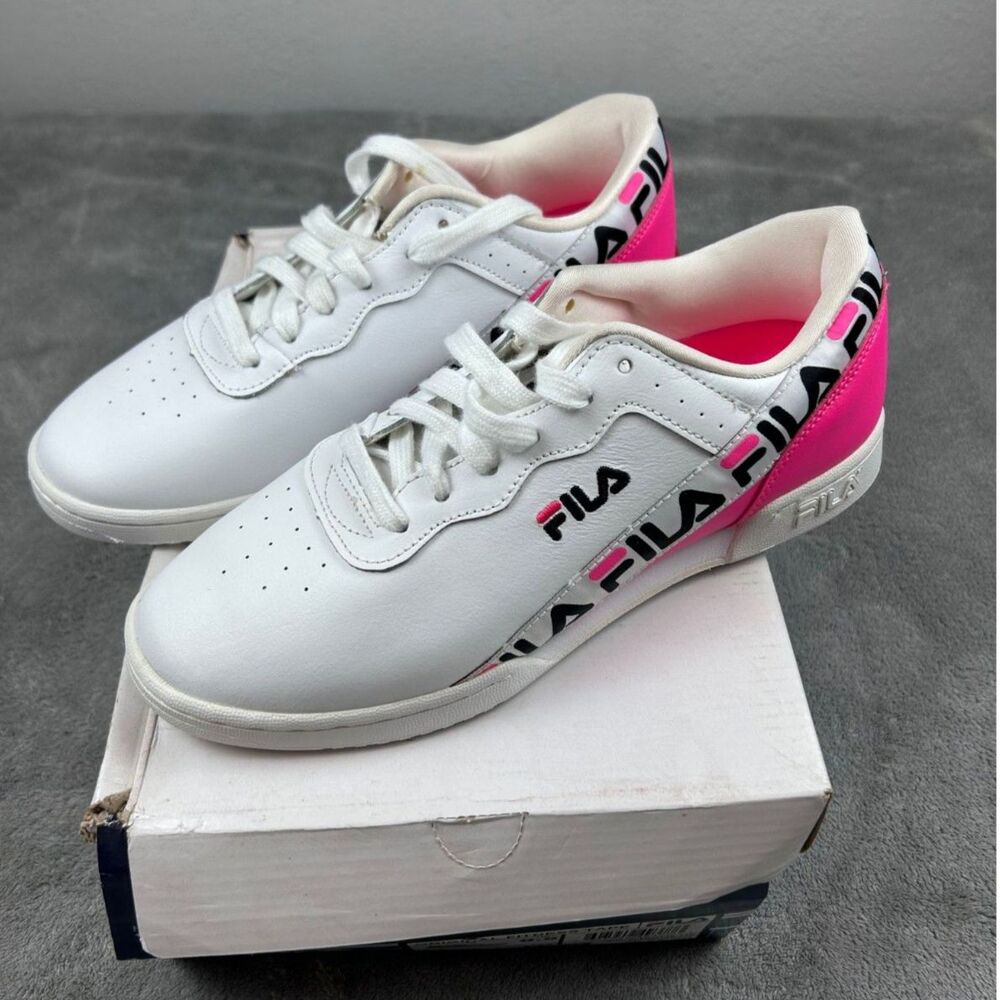 Fila Original Fitness Tape White Pink Women Size 8.5 Sneakers NWB Minor Flaw